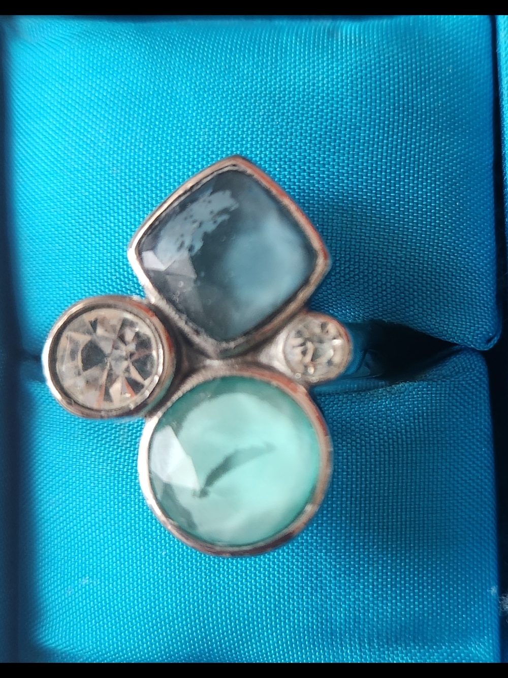 Lia Sophia Blue & Aqua Cluster Gemstone Ring - Unbranded